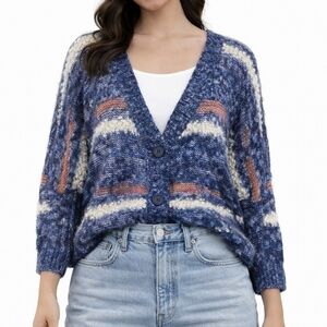 Dex Textured Knit Eyelash Yarn Button Front Dolman Sleeve Cardigan Sweat…